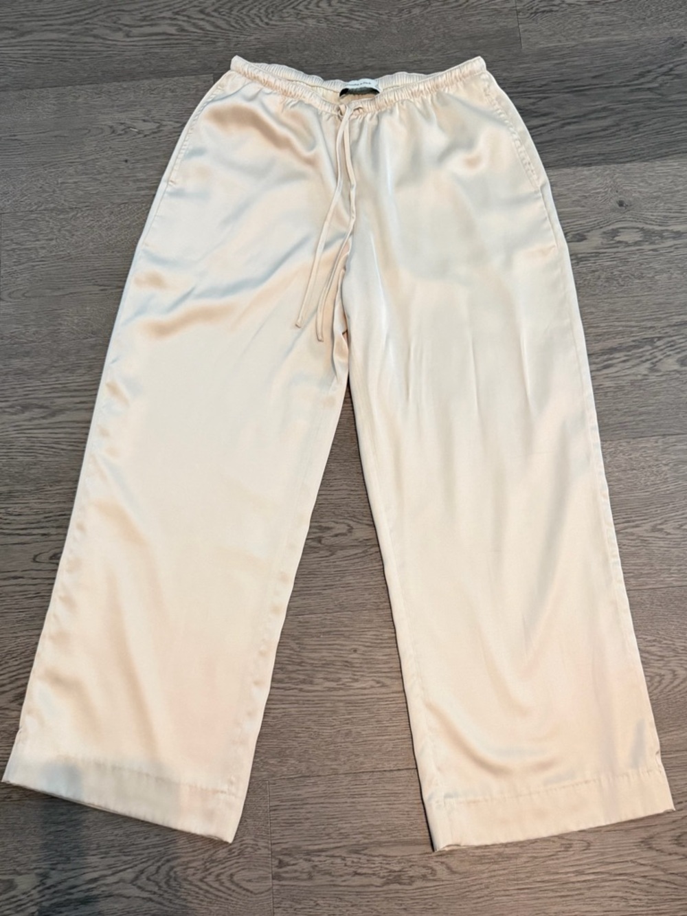 Abercrombie & Fitch Cream Wide-Leg Drawstring Pants
